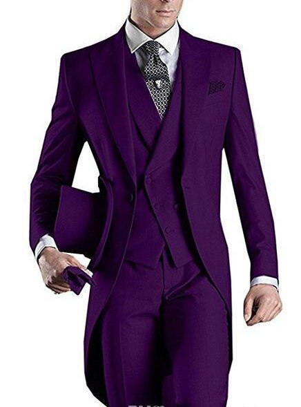 XS-4XL 3 Piece Tail Coat Tuxedo Suits  - 9 Colours