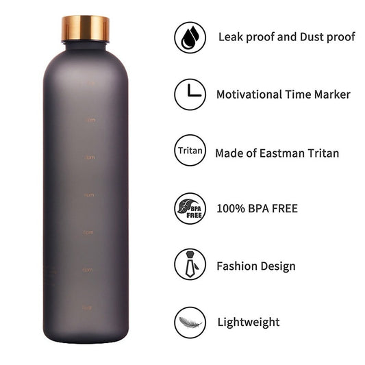 1L Water Bottle With Motivational Markers - 5 COLOURS
