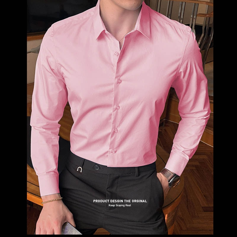 XS-6XL Long Sleeve Solid Business Shirts - 6 colours